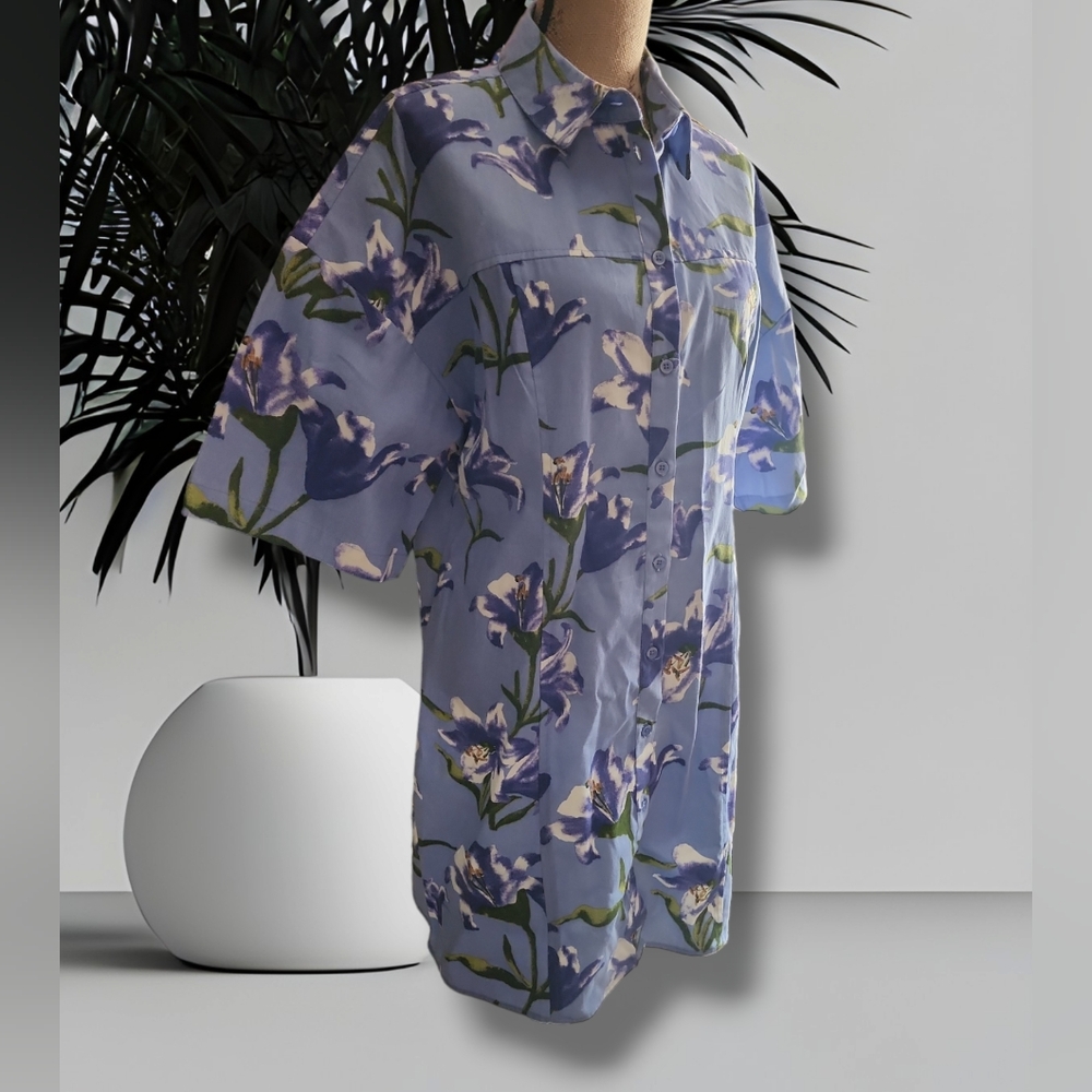 ASOS Design TWILL MINI SHIRT DRESS IN FLORAL PRINT. Size 12. NWOT - Picture 5 of 8